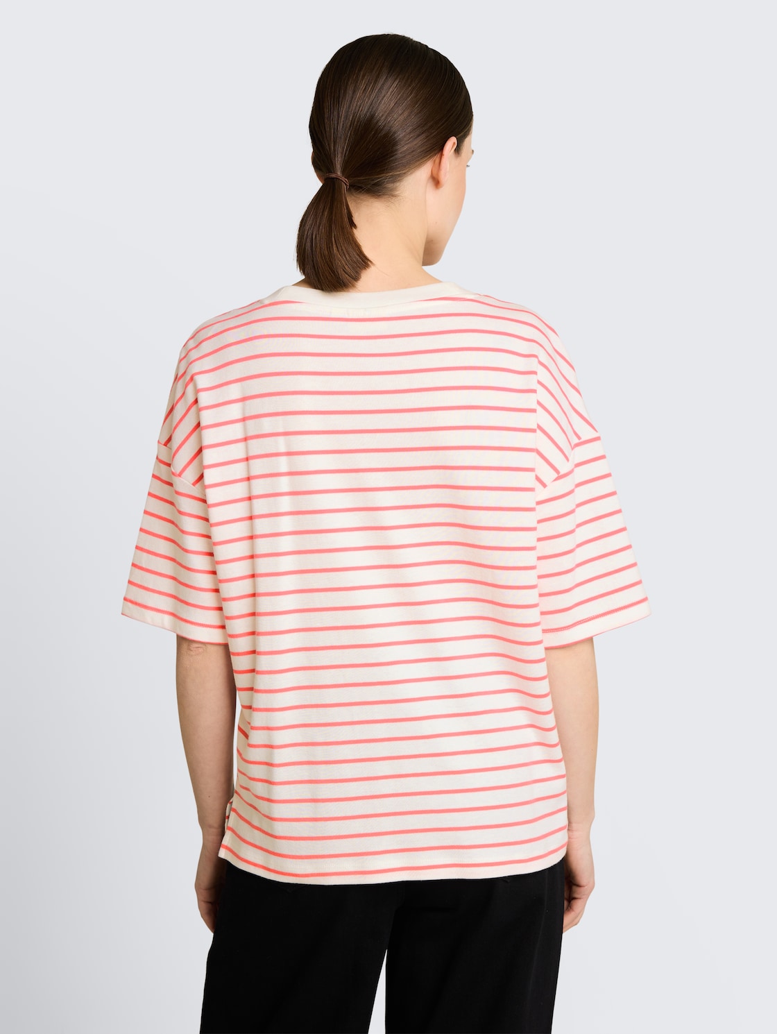Thumbnail - TOM TAILOR Damen Oversize T-Shirt mit Streifenmuster, weiß, Gestreift, Gr. M