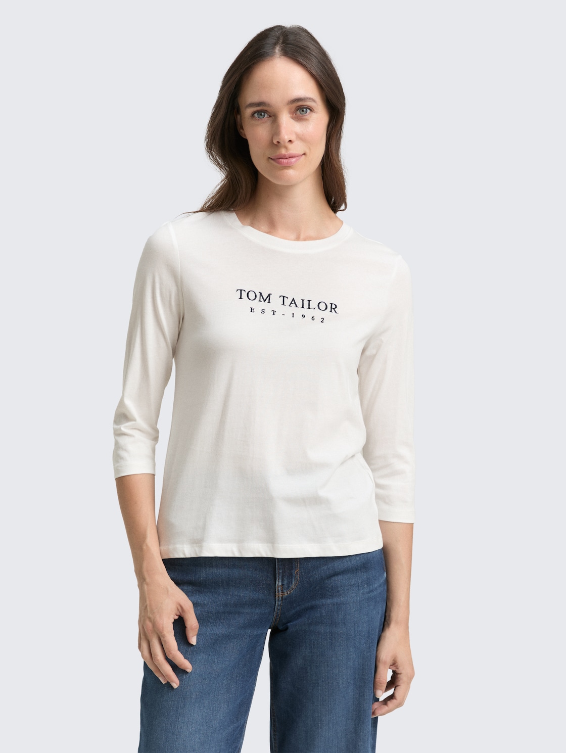 Thumbnail - TOM TAILOR Damen Langarmshirt mit Logo Stickerei im 2er-Pack, blau, Uni, Gr. XXXL