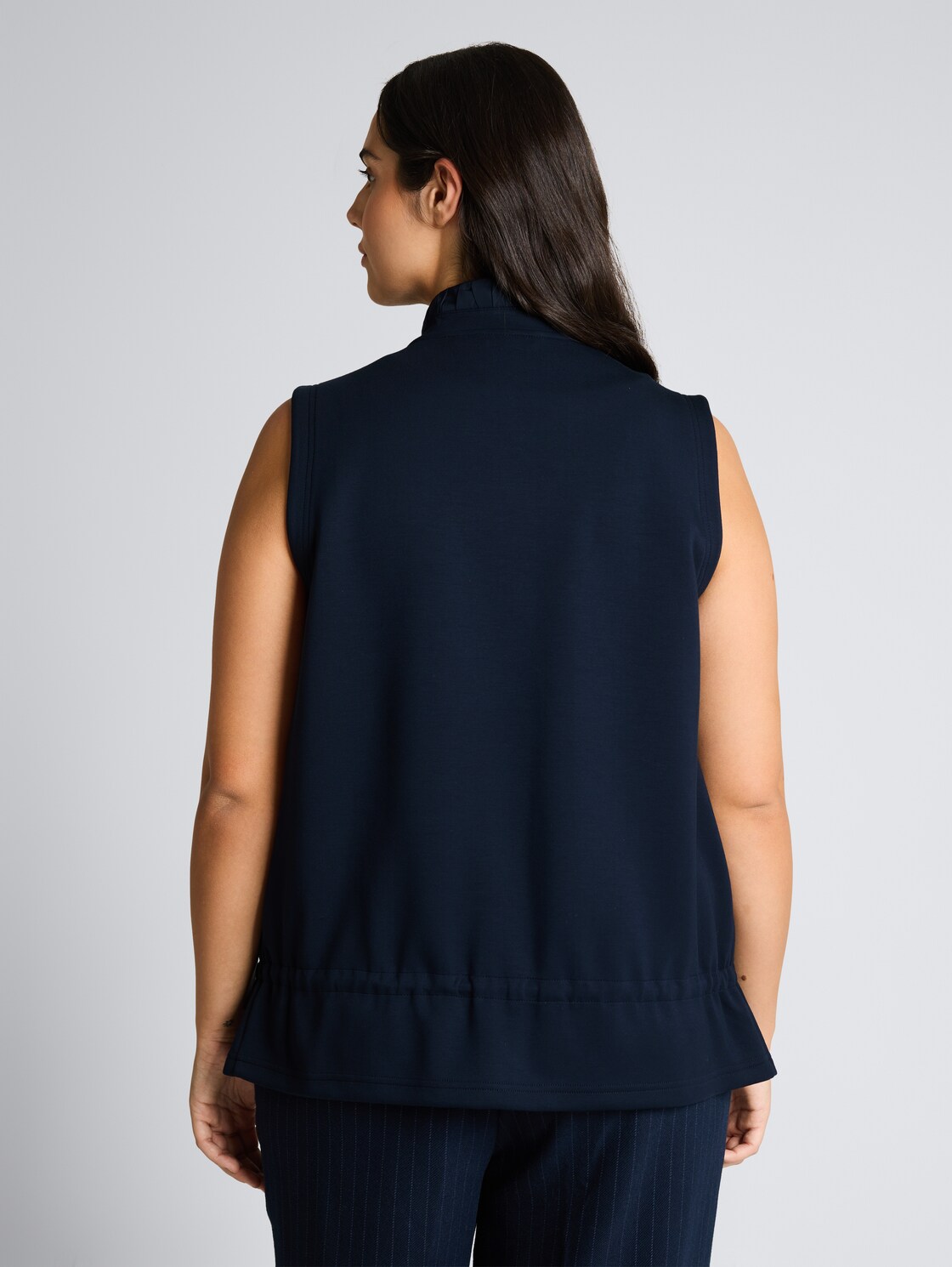 Thumbnail - TOM TAILOR Damen Plus Size - Scuba Sweatweste mit Stehkragen, blau, Uni, Gr. 46