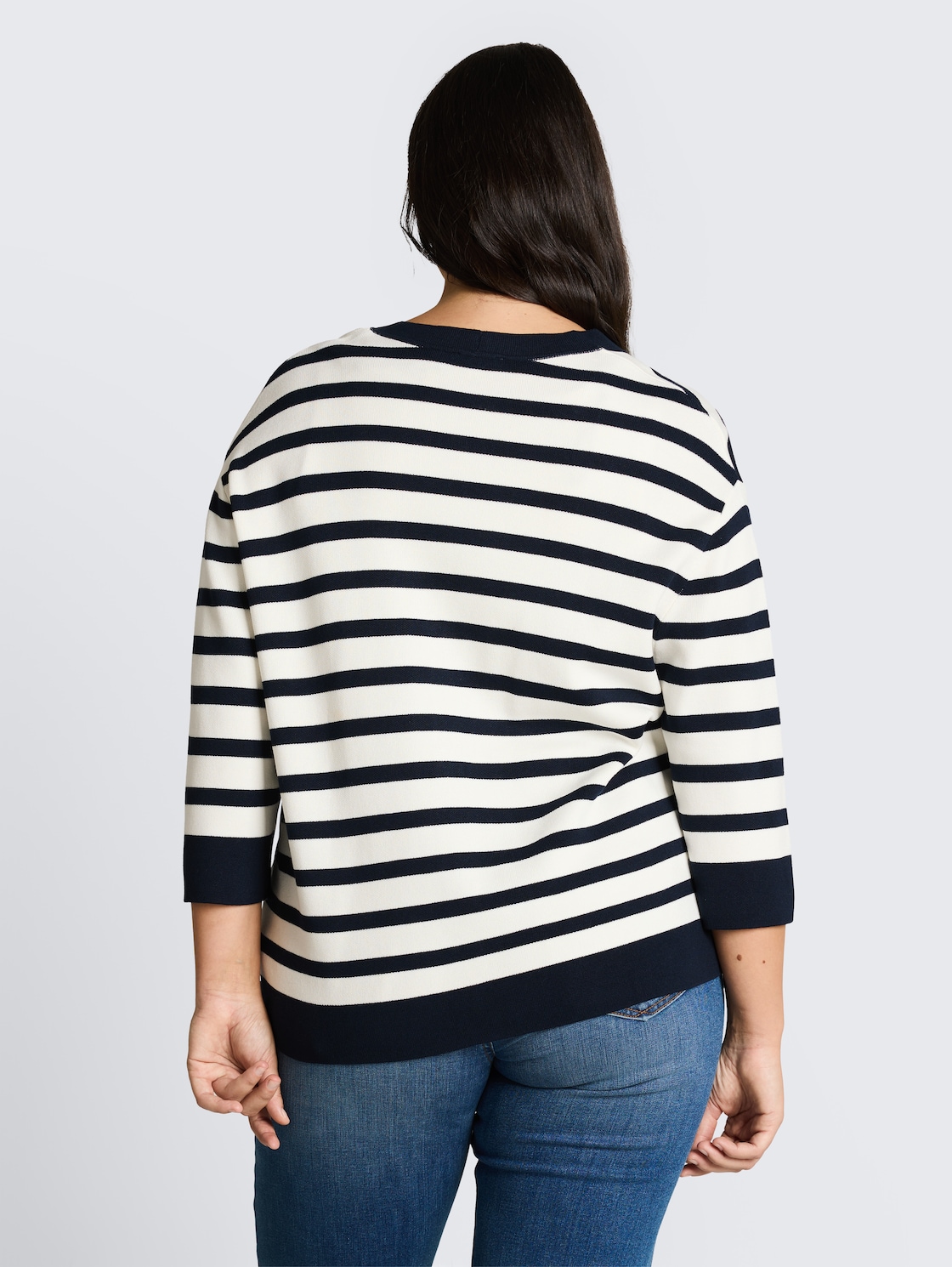 Thumbnail - TOM TAILOR Damen Plus Size - Loose Fit Cardigan mit Streifenmuster, blau, Gestreift, Gr. 44