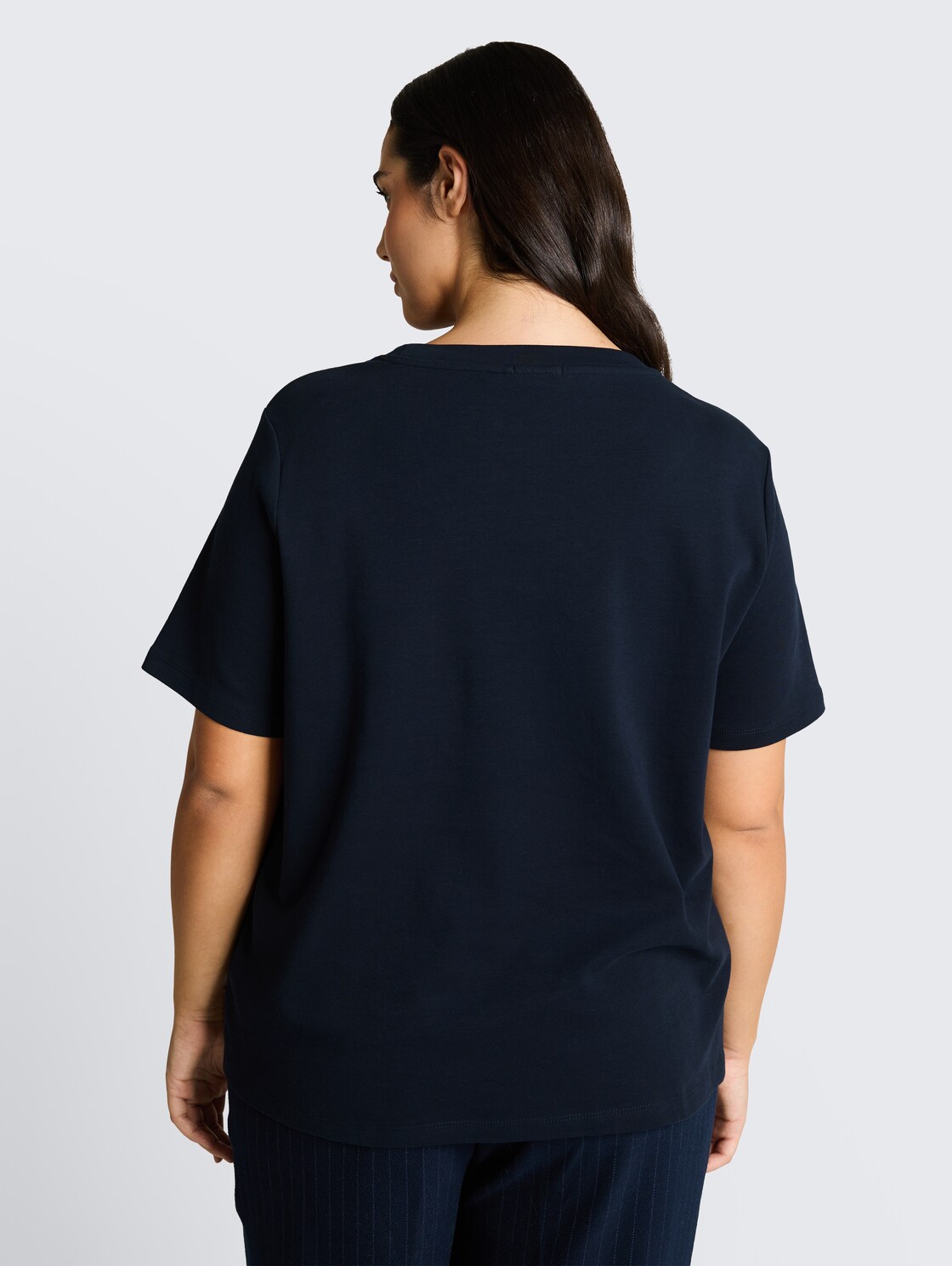 Thumbnail - TOM TAILOR Damen Plus Size - T-Shirt aus Baumwolle, blau, Uni, Gr. 50