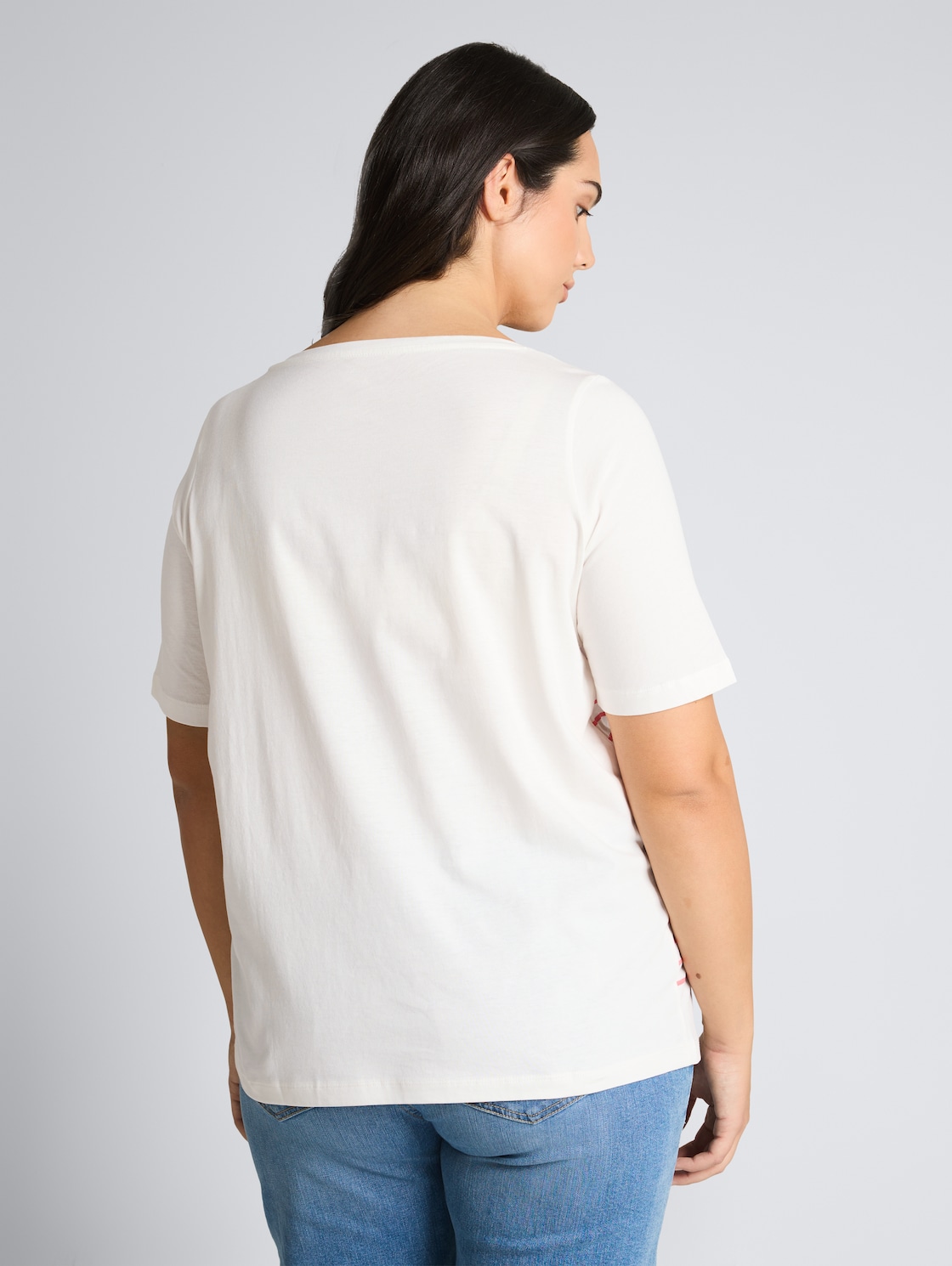 Thumbnail - TOM TAILOR Damen Plus Size - T-Shirt mit Streifenmuster, weiß, Uni, Gr. 48