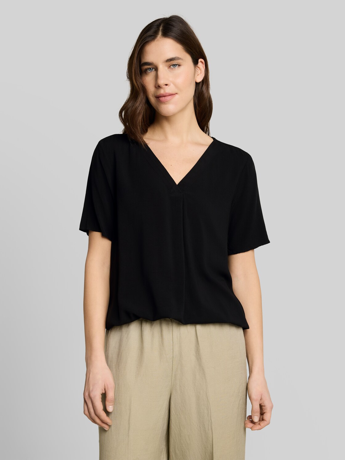  Tom Tailor Damen Bluse Aus Viskose, Schwarz, Uni, Gr. 36 
