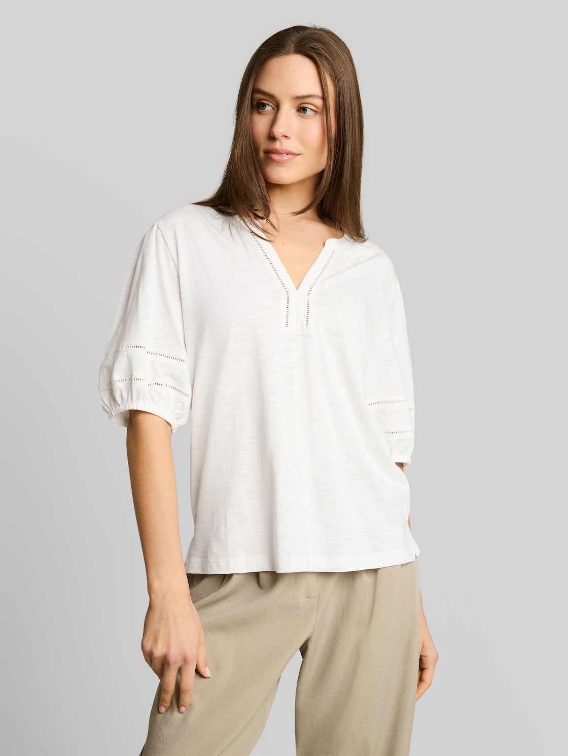  Tom Tailor Damen Blusenshirt Mit Spitzendetails, Weiß, Uni, Gr. Xxl 