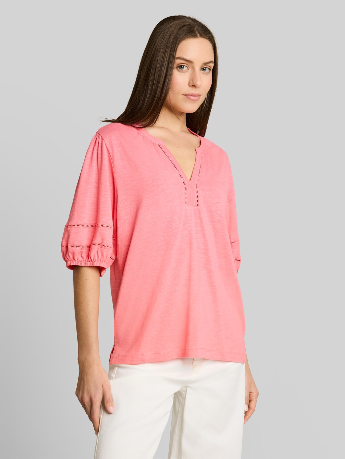  Tom Tailor Damen Blusenshirt Mit Spitzendetails, Rosa, Uni, Gr. Xxl 