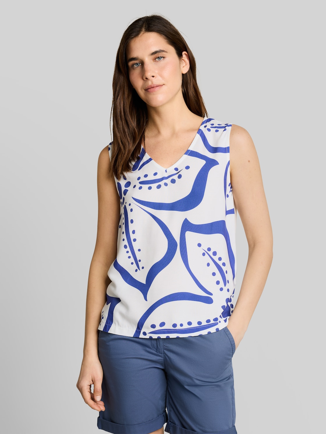  Tom Tailor Damen Top Mit Blumenmuster, Weiß, Uni, Gr. Xxl 