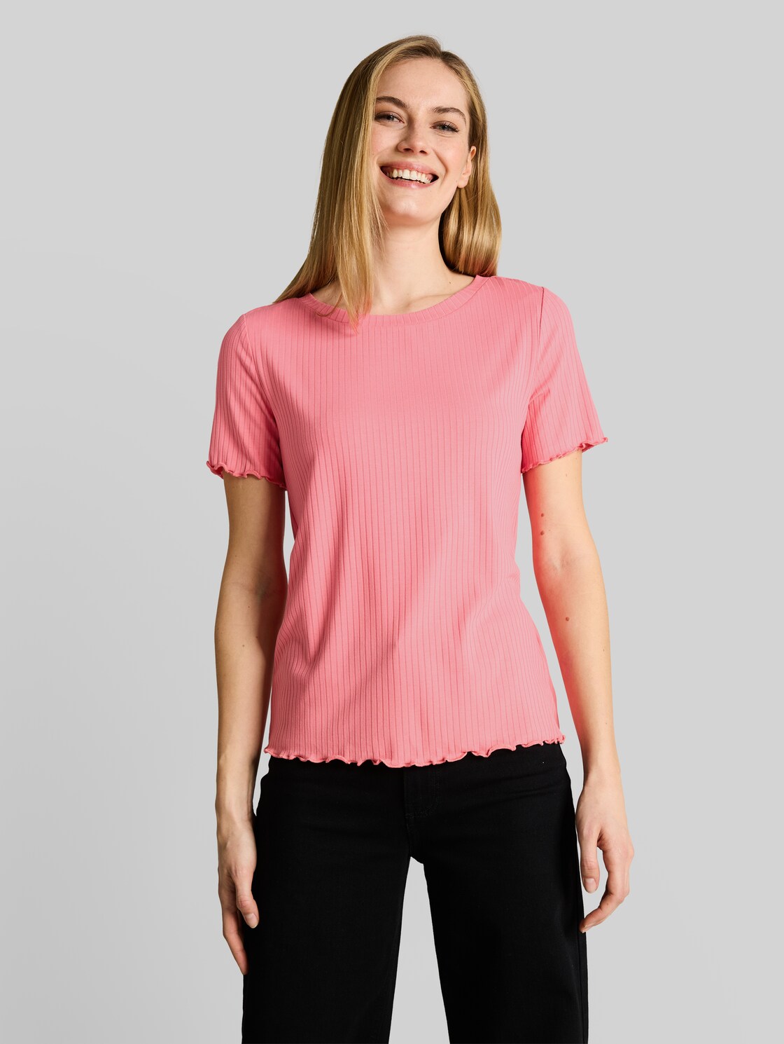  Tom Tailor Damen T-shirt Mit Rippstruktur, Rosa, Uni, Gr. Xxl 