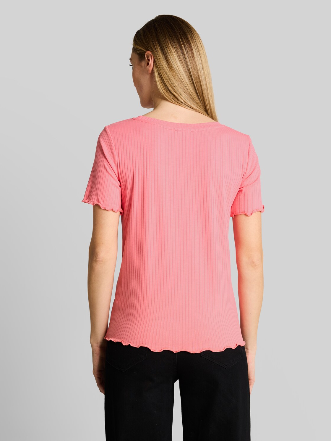  Tom Tailor Damen T-shirt Mit Rippstruktur, Rosa, Uni, Gr. Xxl 