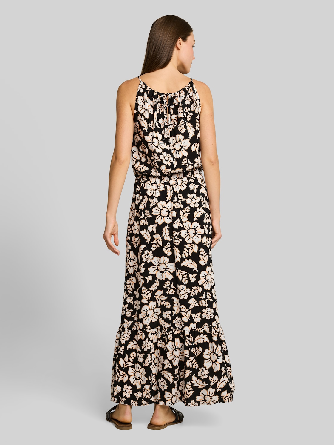 Tom Tailor Damen Maxi-kleid Aus Viskose, Schwarz, Uni, Gr. 36 