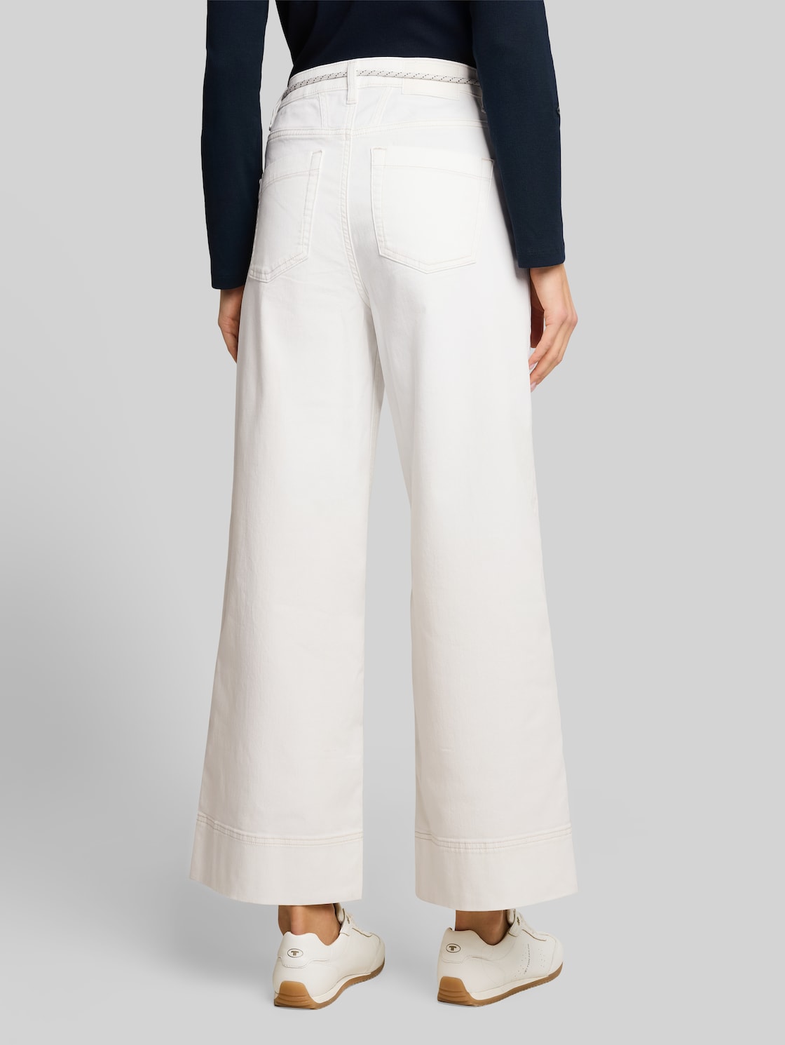  Tom Tailor Damen Ttnelma Culotte Jeans Mit Bindegürtel, Weiß, Uni, Gr. 33/28 