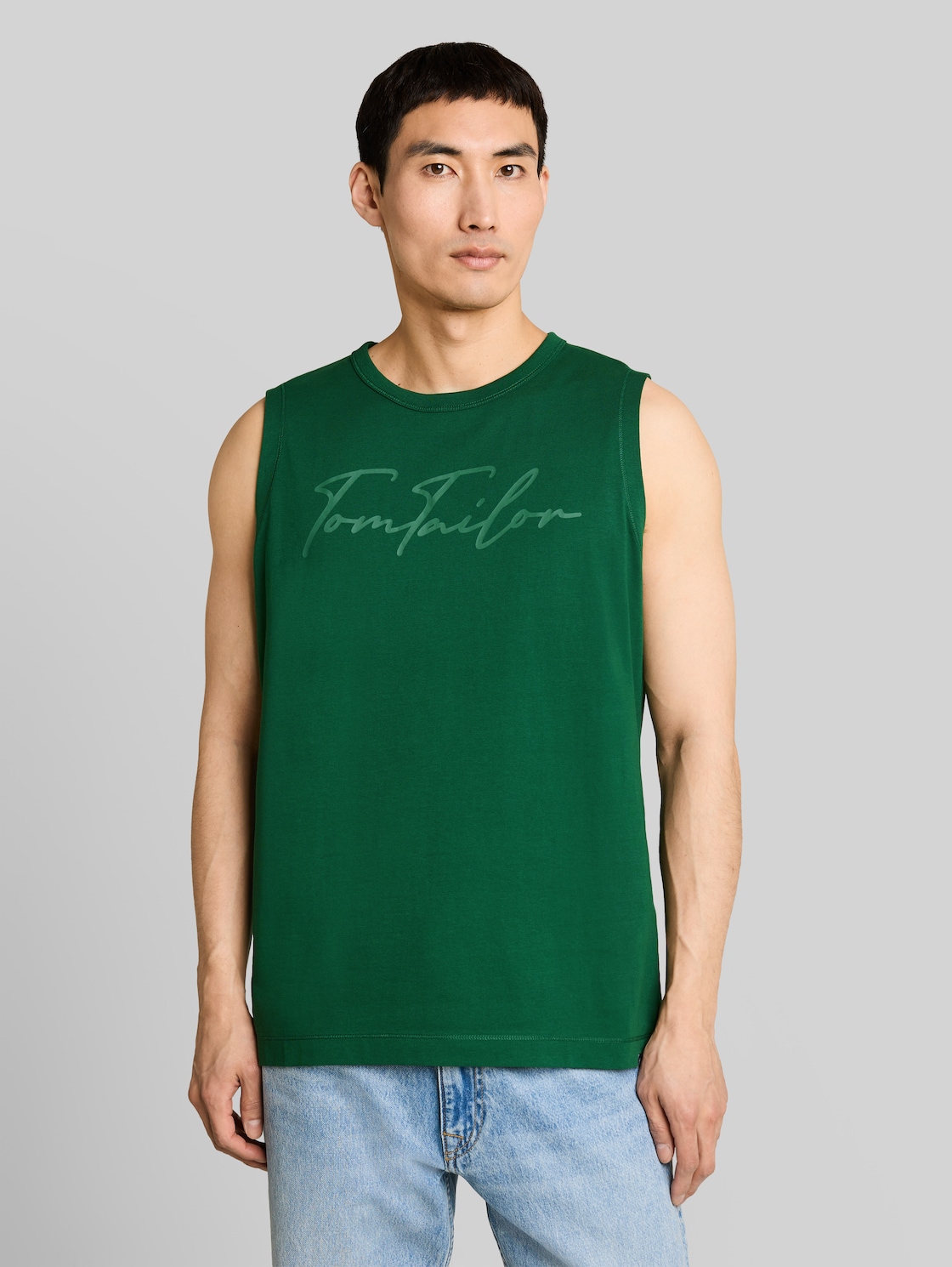  Tom Tailor Herren Tanktop Mit Logo-print, Grün, Uni, Gr. Xxl 