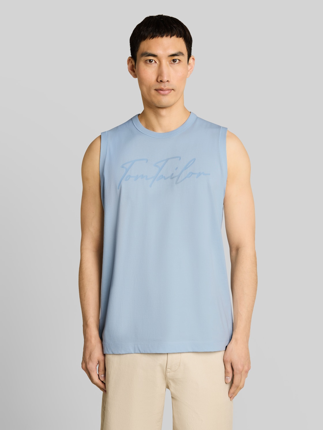  Tom Tailor Herren Tanktop Mit Logo-print, Blau, Uni, Gr. Xxl 