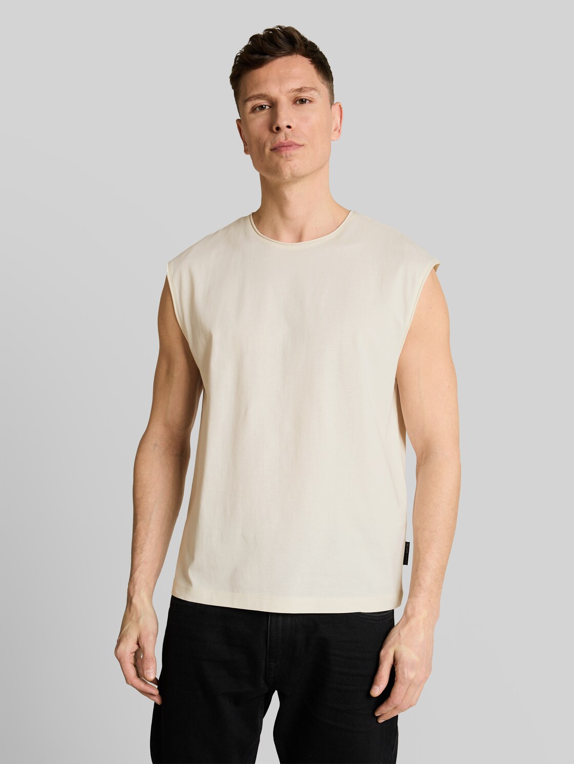  Tom Tailor Denim Herren Relaxed Fit Tanktop Im Used-look, Weiß, Uni, Gr. Xxl 