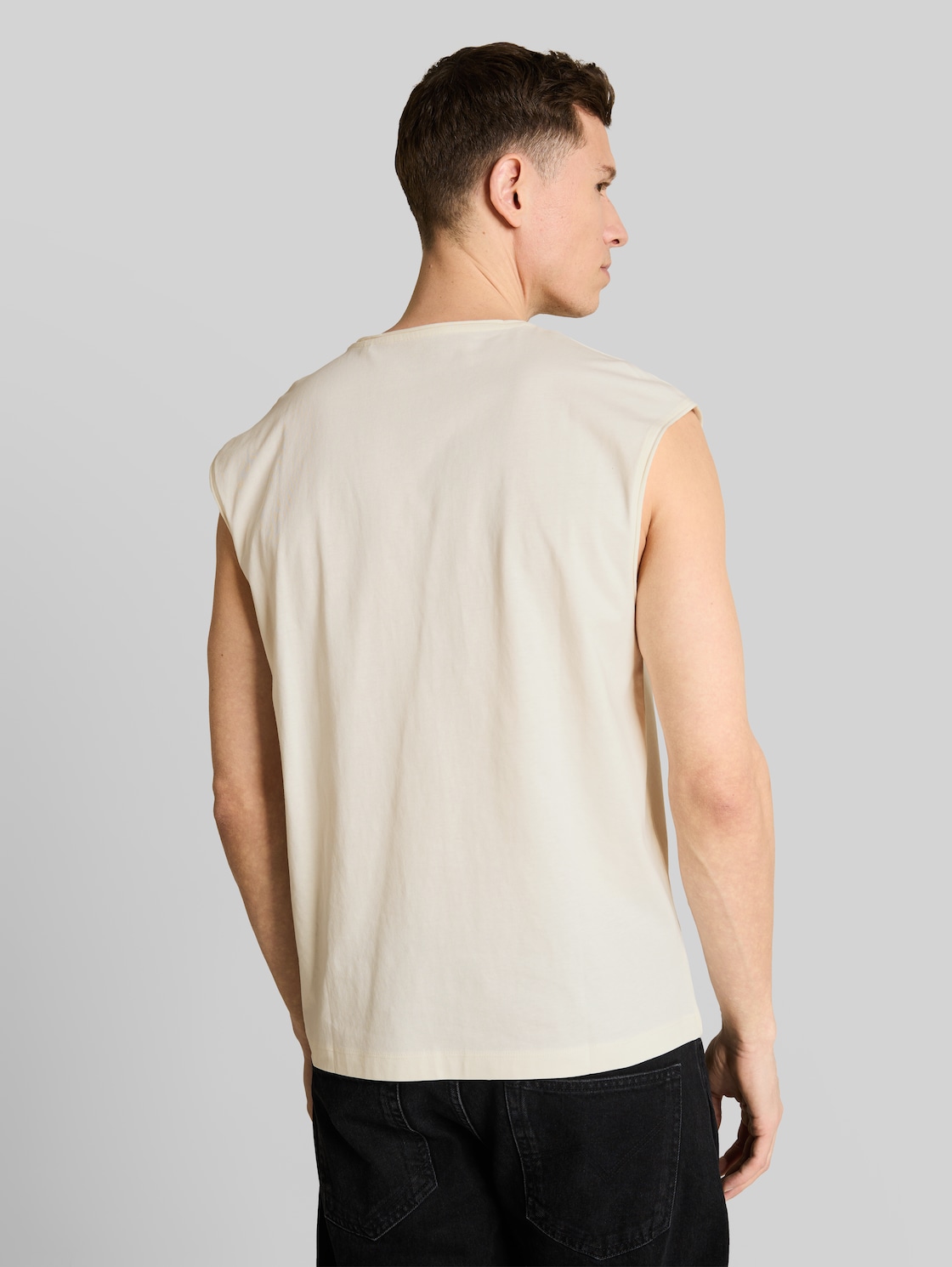  Tom Tailor Denim Herren Relaxed Fit Tanktop Im Used-look, Weiß, Uni, Gr. Xxl 