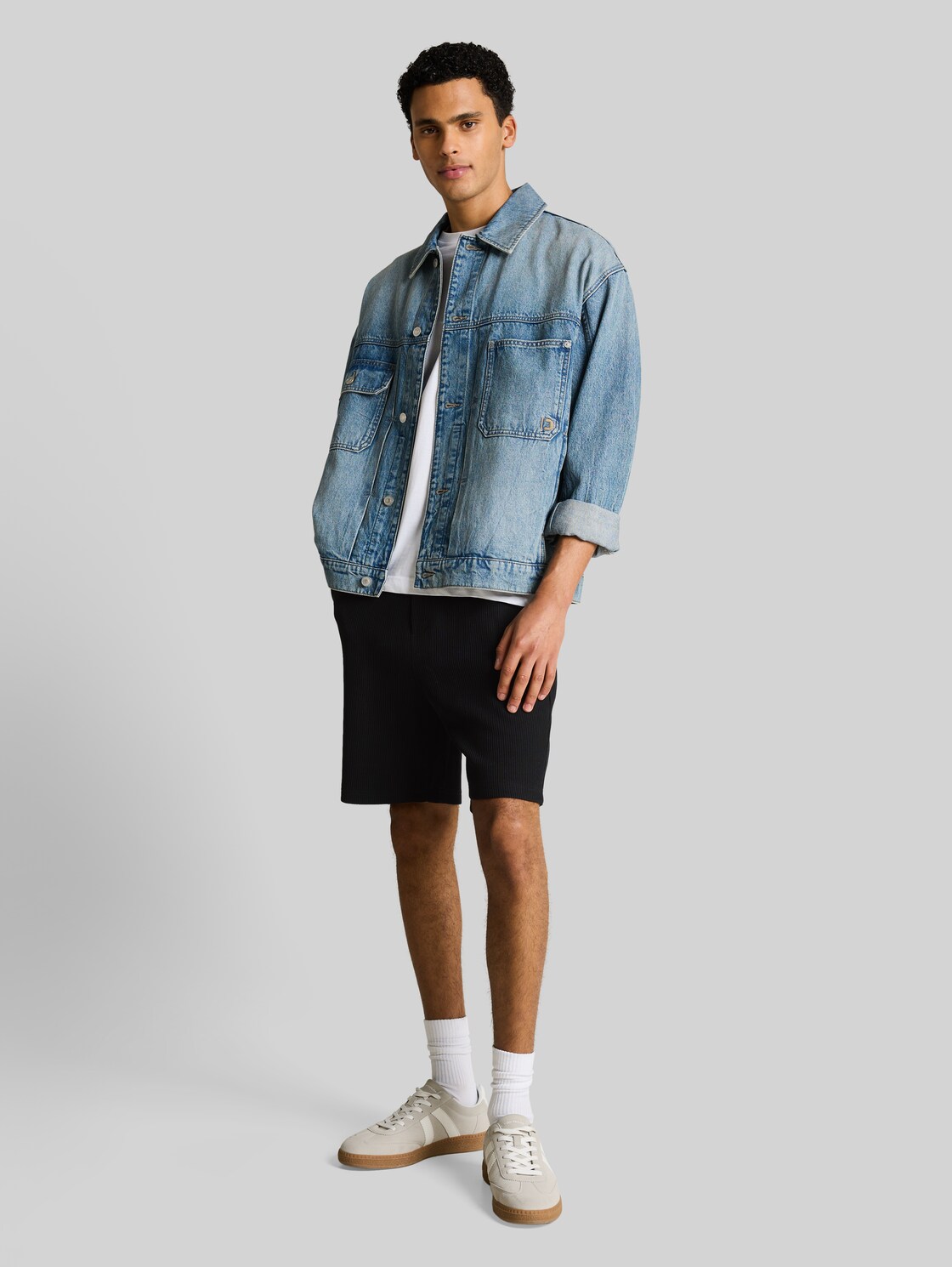  Tom Tailor Denim Herren Relaxed Fit Sweat-shorts, Schwarz, Uni, Gr. Xxl 