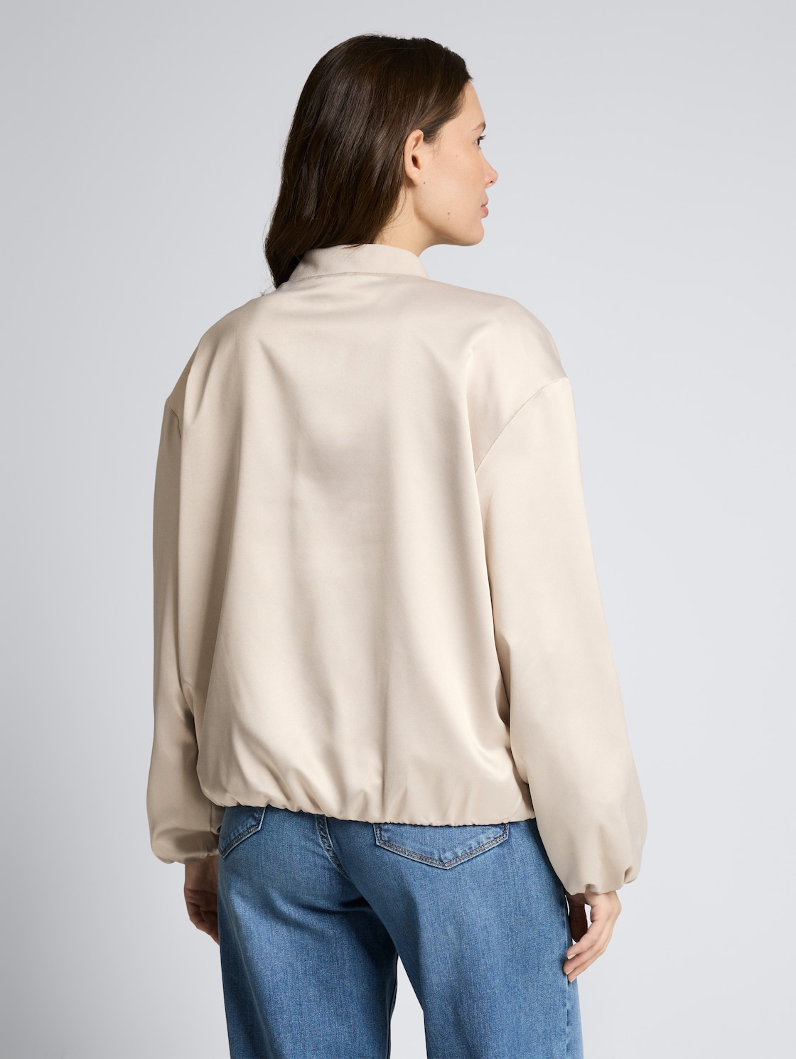 Thumbnail - TOM TAILOR Damen Satin Blouson Jacke mit Bomberkragen, braun, Uni, Gr. S