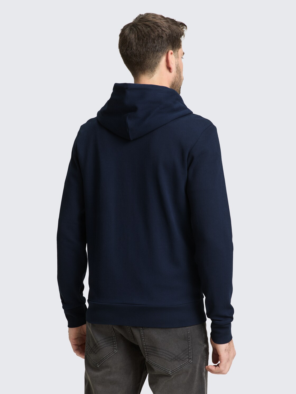 Thumbnail - TOM TAILOR Herren Basic Hoodie Sweatjacke, blau, Uni, Gr. XL