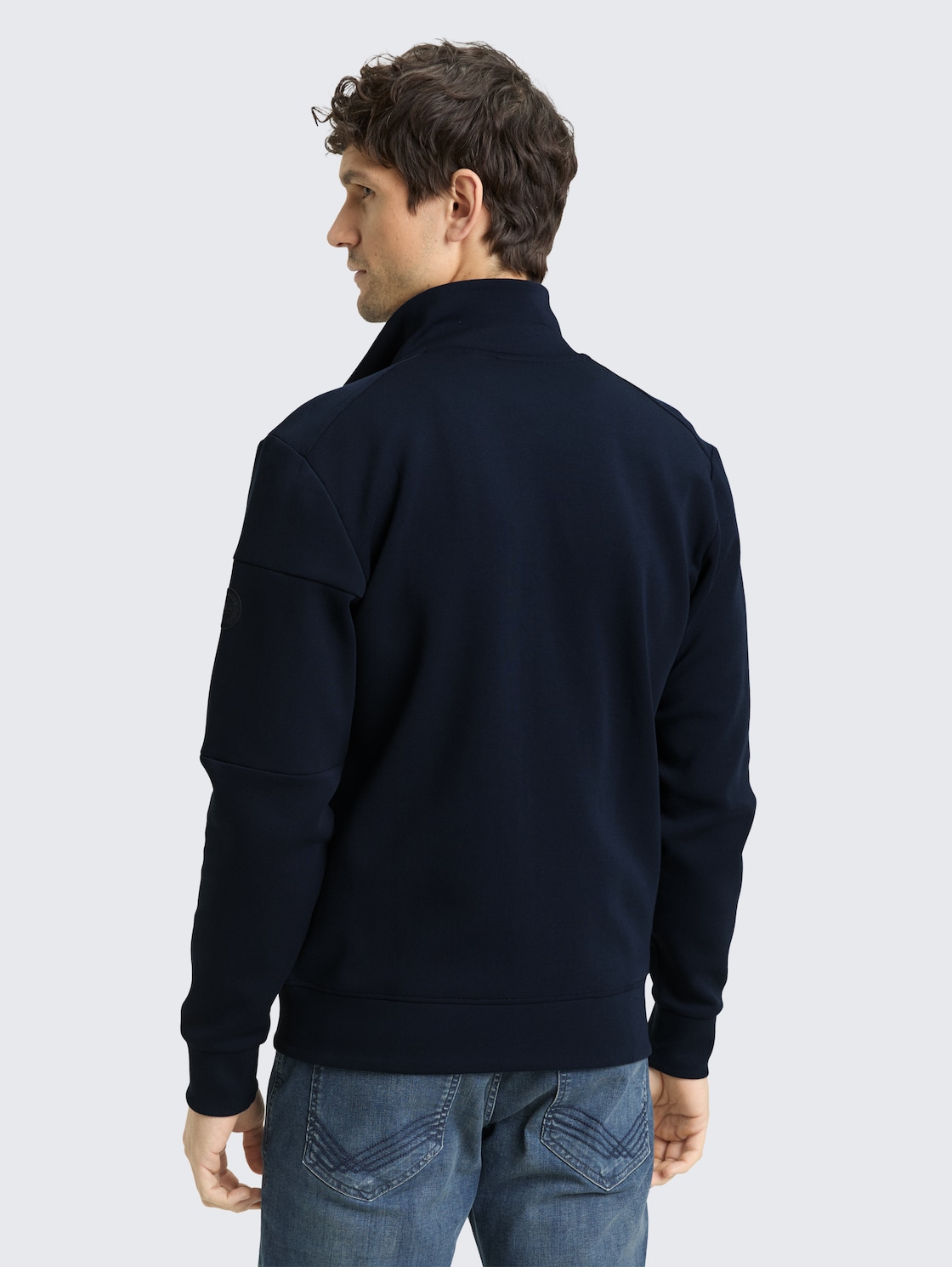 Thumbnail - TOM TAILOR Herren Sweatjacke mit Reißverschlusstaschen, blau, Uni, Gr. S