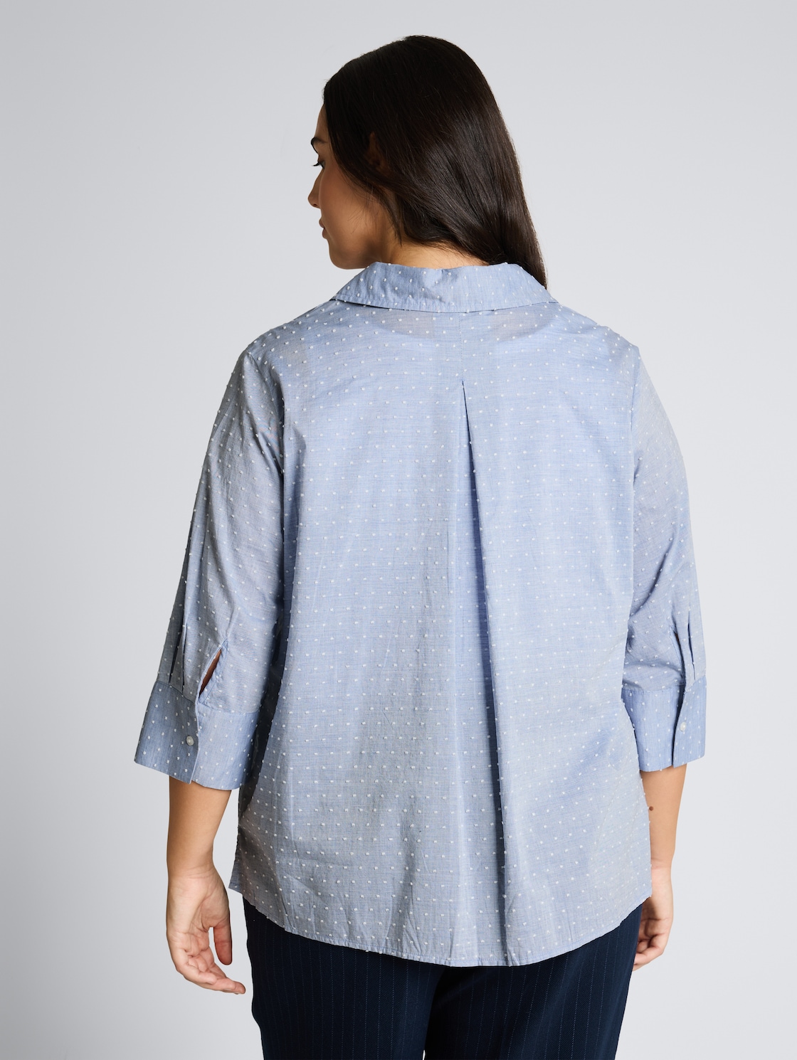 Thumbnail - TOM TAILOR Damen Plus Size - Loose Fit Bluse mit Stickerei, blau, Gepunktet, Gr. 54
