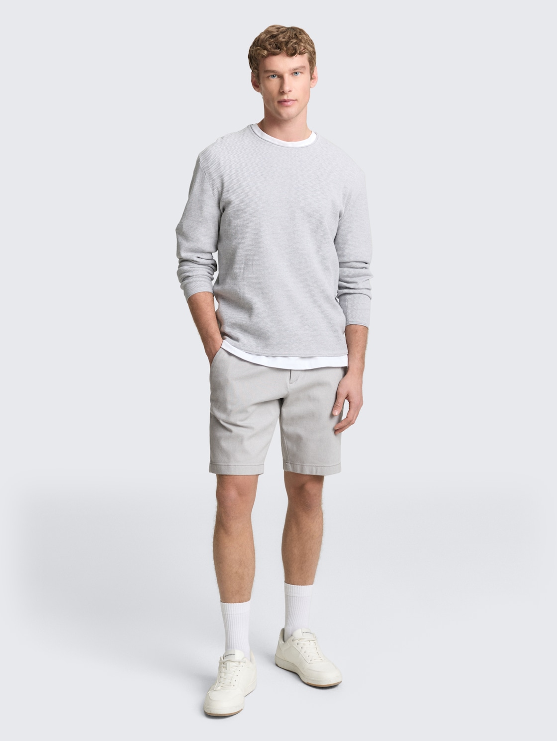 Thumbnail - TOM TAILOR DENIM Herren TTREGULAR Chino Shorts mit Gürtel, blau, Uni, Gr. M