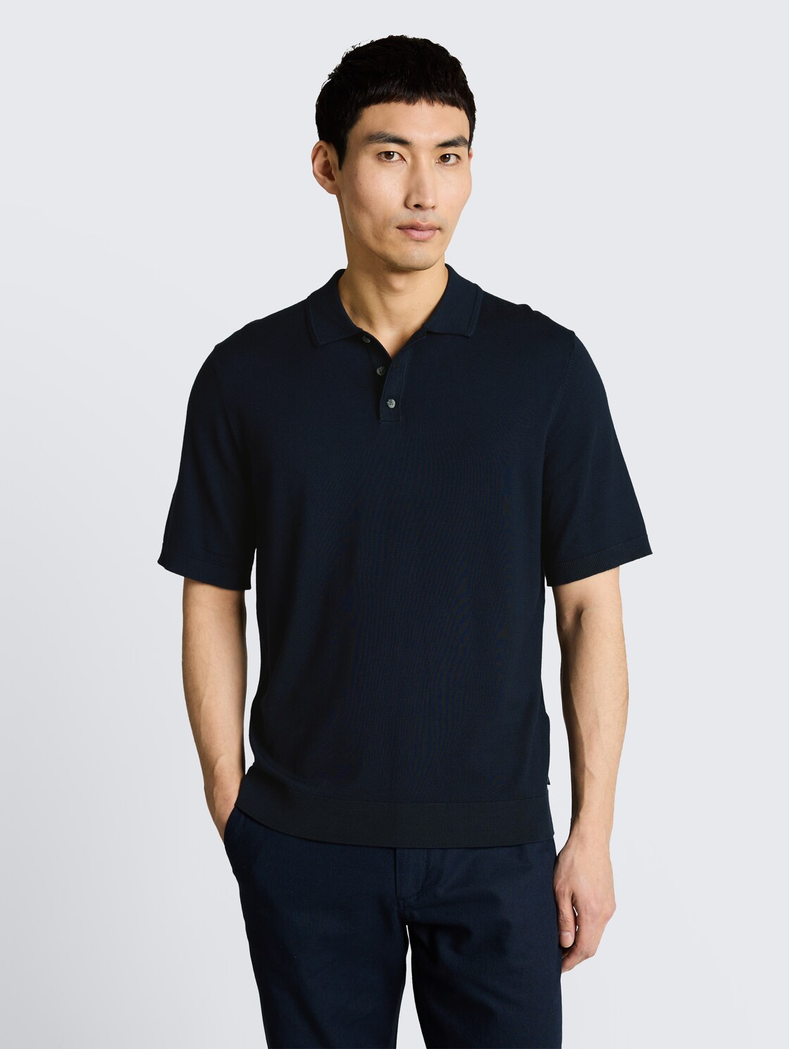 Thumbnail - TOM TAILOR Herren Strickpullover mit Polokragen, blau, Uni, Gr. M