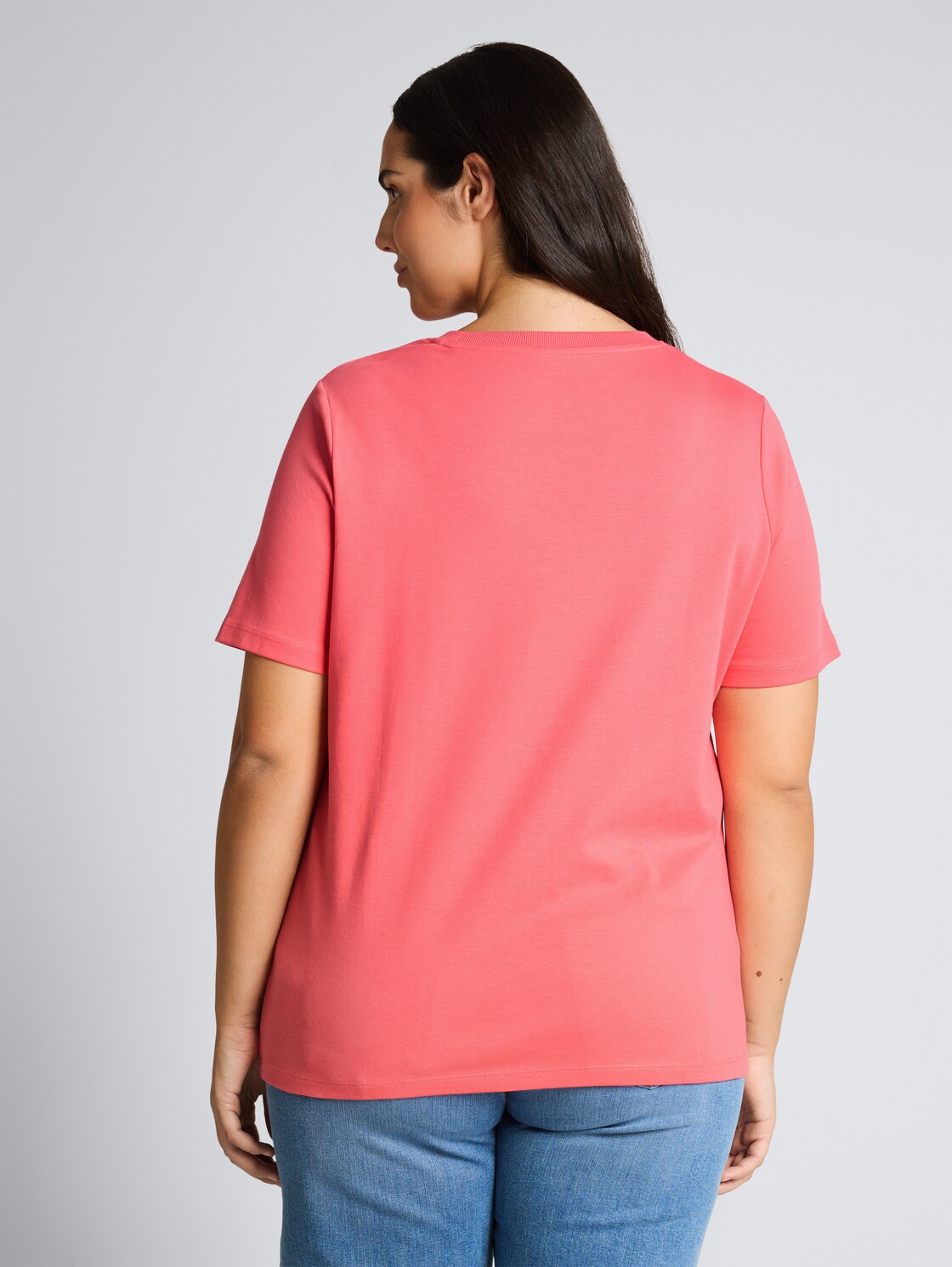 Thumbnail - TOM TAILOR Damen Plus Size - Basic T-Shirt aus Baumwolle, rosa, Uni, Gr. 54