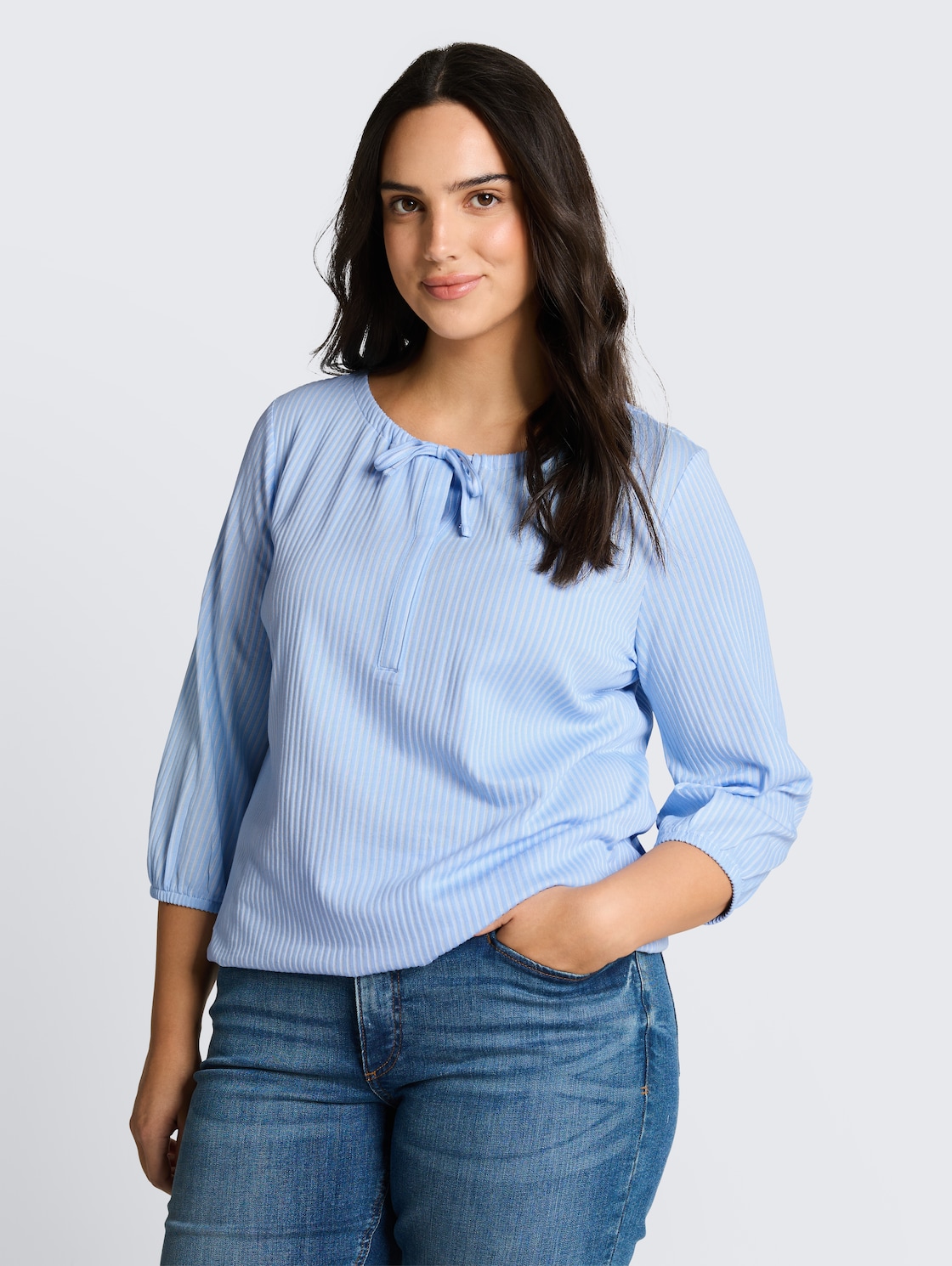 Thumbnail - TOM TAILOR Damen Plus Size - Bluse mit Streifenmuster, blau, Gestreift, Gr. 54