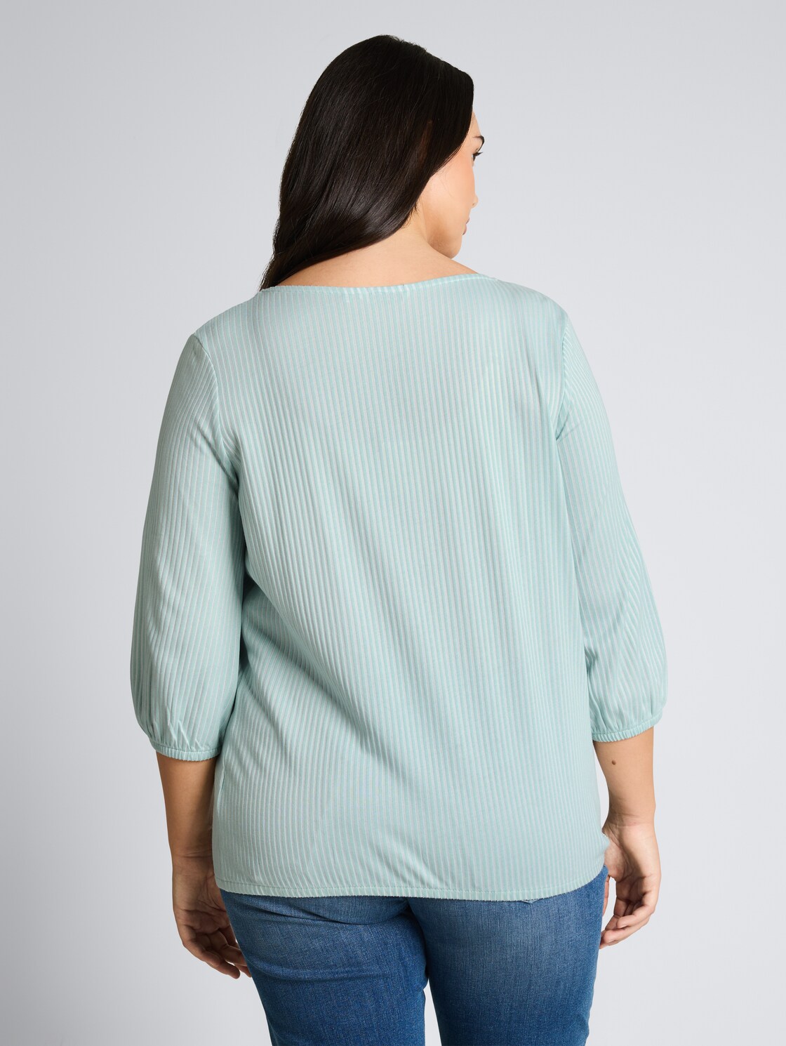 Thumbnail - TOM TAILOR Damen Plus Size - Bluse mit Streifenmuster, grün, Gestreift, Gr. 50