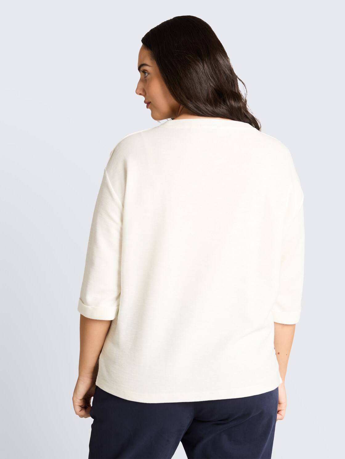 Thumbnail - TOM TAILOR Damen Plus Size - Langarmshirt mit Streifenmuster, weiß, Gestreift, Gr. 54