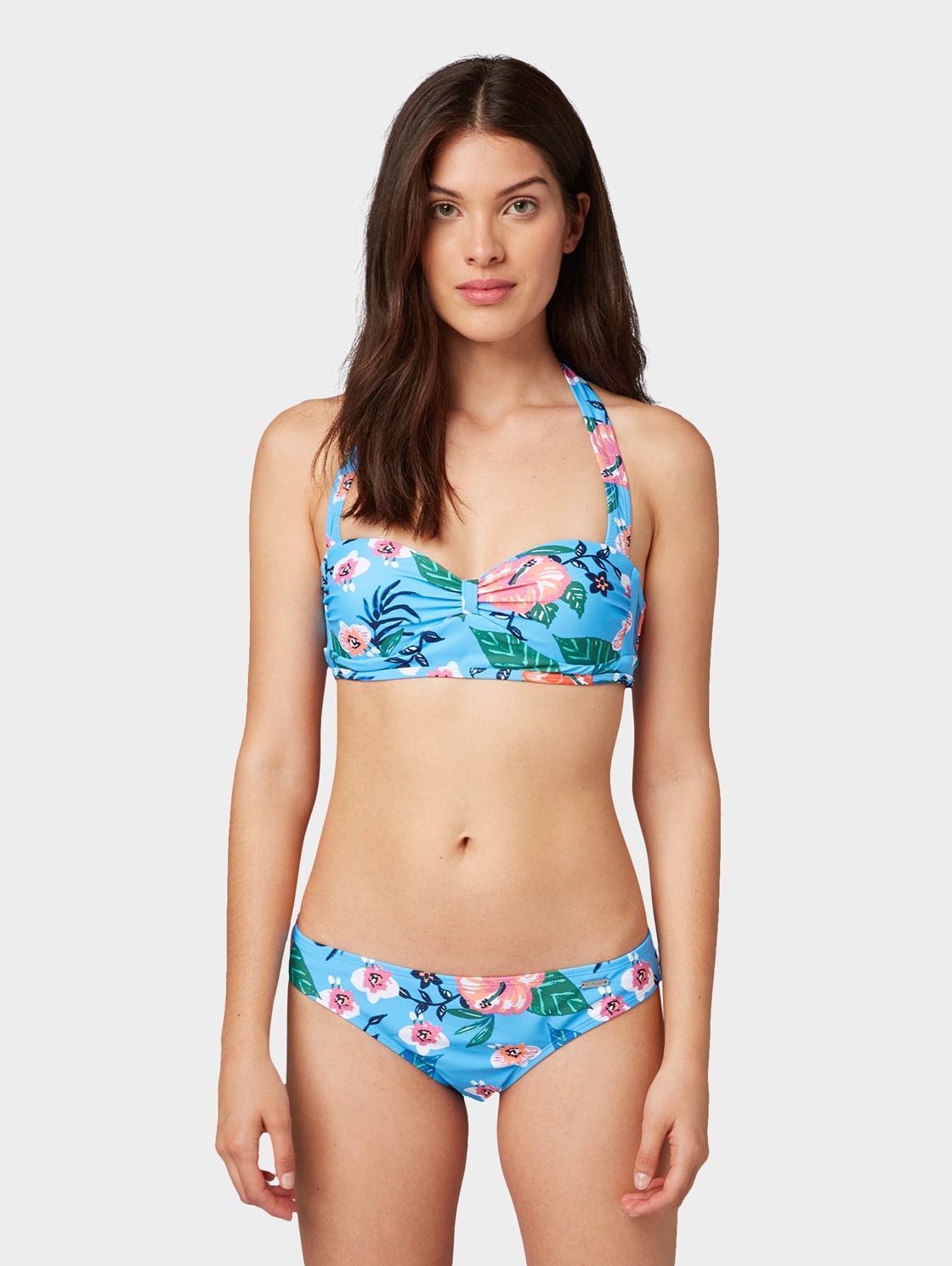 TOM TAILOR Bikinibroekje met bloemenmotief, Vrouwen, blauw, Größe 40