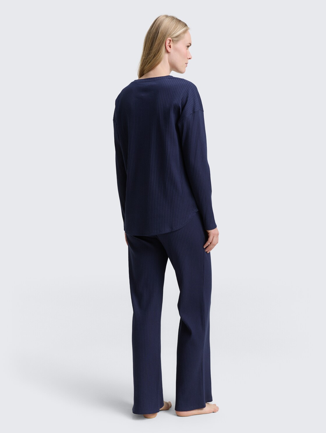 Thumbnail - TOM TAILOR Damen Basic Pyjama-Set, blau, Uni, Gr. 46