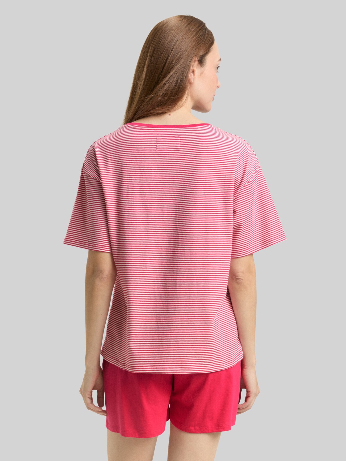  Tom Tailor Damen Pyjama-set Mit Streifenmuster, Rot, Gestreift, Gr. 36 