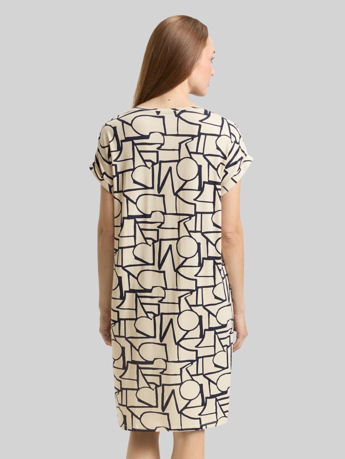  Tom Tailor Damen Nachthemd Mit Muster, Beige, Gemustert, Gr. 36 
