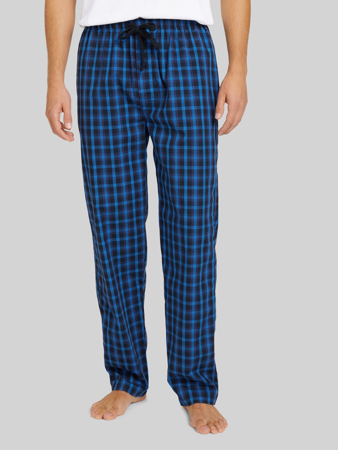 TOM TAILOR Lange Pyjama Hose mit Karomuster, Herren, blue-dark-check, Größe: 48/S