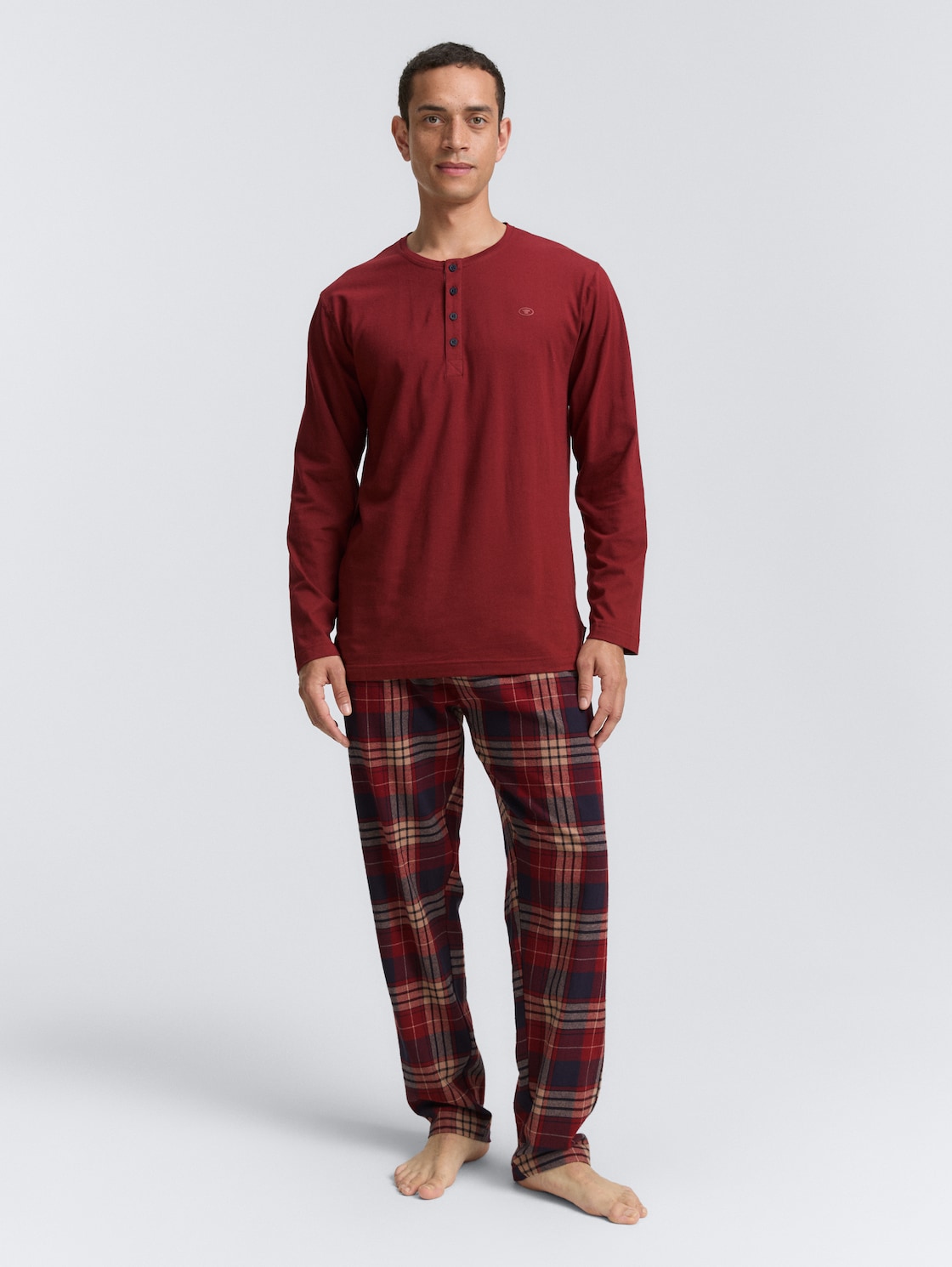 Thumbnail - TOM TAILOR Herren Pyjama-Set mit Karomuster, rot, Kariert, Gr. 52
