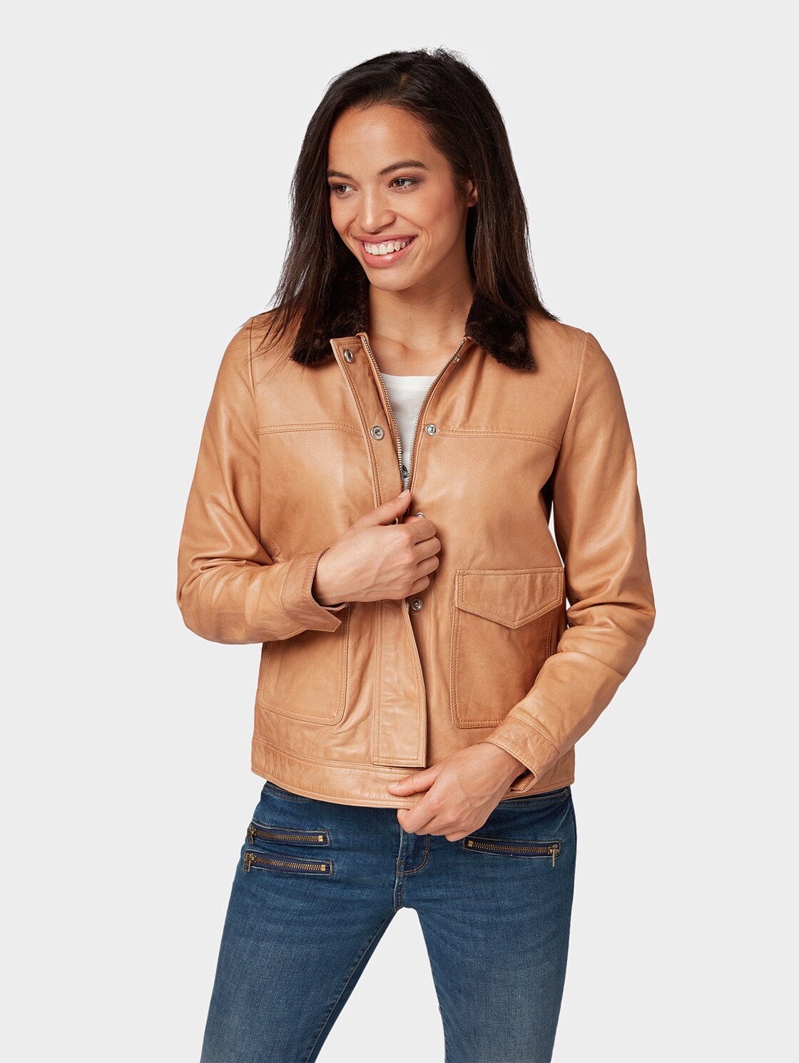 Tom Tailor Pilotenjack Van Leer Light Camel Xs tom tailor kopen in de aanbieding Tom Tailor Pilotenjack Van Leer Light Camel Xs tom tailor kopen in de aanbieding