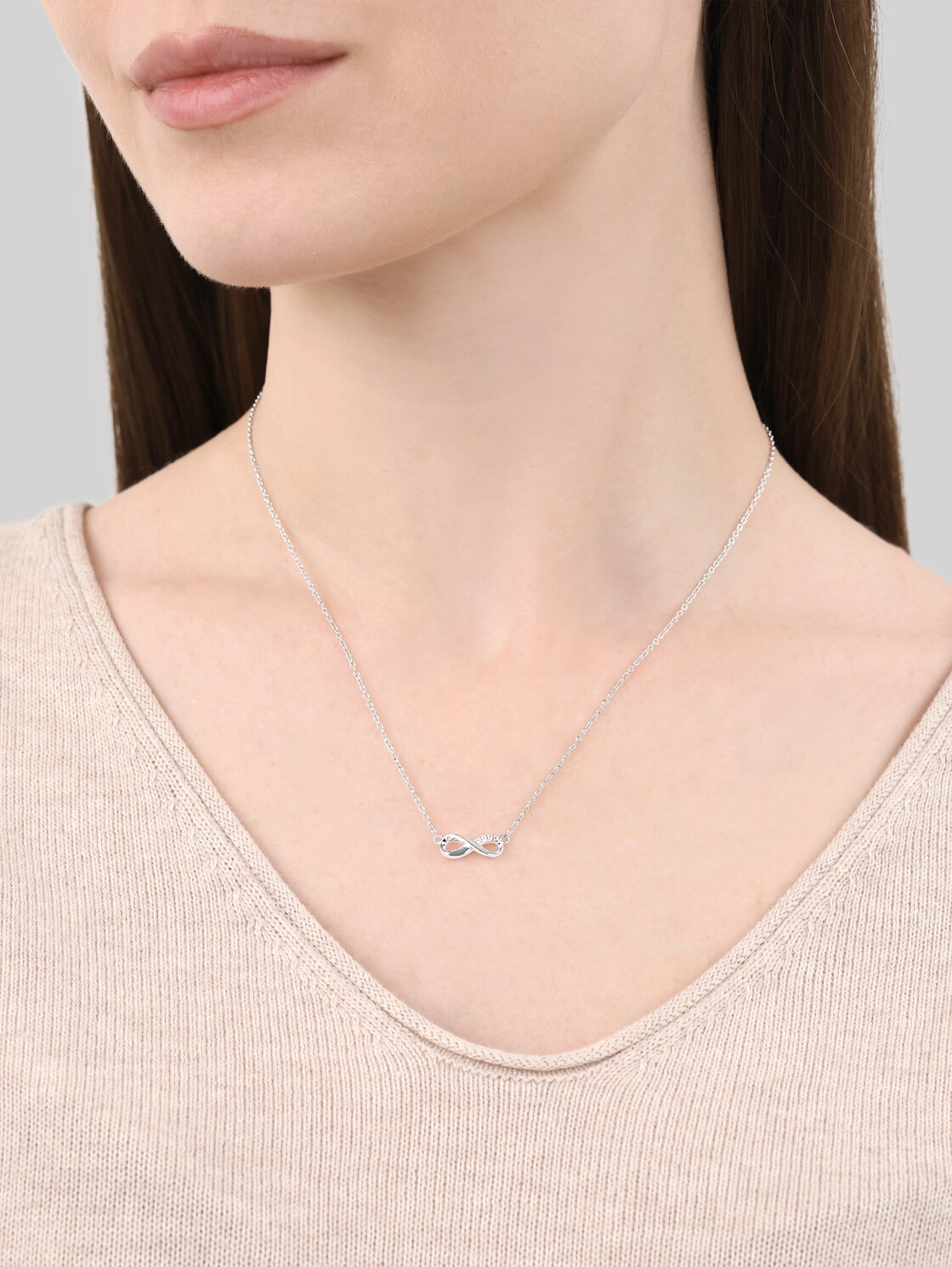 Tom Tailor Damen Halskette Mit Infinity Anhänger Silber 925 - Stein Zirkonia Weiß, Silber, Infinity, Gr. Onesize 