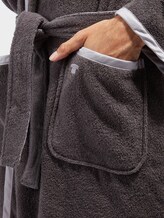 Bademantel mit Satin-Details - unisex - dunkelgrau / dark grey Bademantel mit Satin-Details - unisex - dunkelgrau / dark grey - 9 - TOM TAILOR