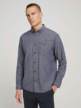 Hemd mit dezentem Muster - Männer - True Blue Slub Chambray Hemd mit dezentem Muster - Männer - True Blue Slub Chambray - 1 - TOM TAILOR