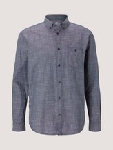 Hemd mit dezentem Muster - Männer - True Blue Slub Chambray Hemd mit dezentem Muster - Männer - True Blue Slub Chambray - 7 - TOM TAILOR