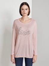 Long sleeve top with bead embroidery - Women - rose smoke melange Long sleeve top with bead embroidery - Women - rose smoke melange - 1 - TOM TAILOR