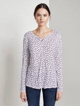Longsleeve met motief en kreukeffecten - Frauen - Leaves AOP Off-White Longsleeve met motief en kreukeffecten - Frauen - Leaves AOP Off-White - 1 - TOM TAILOR