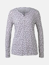 Gemustertes Langarmshirt mit Crinkles - Frauen - Leaves AOP Off-White Gemustertes Langarmshirt mit Crinkles - Frauen - Leaves AOP Off-White - 2007 - TOM TAILOR