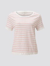 Gestreiftes T-Shirt mit Spitzendetails - Frauen - Red Mid Blue White Stripe Gestreiftes T-Shirt mit Spitzendetails - Frauen - Red Mid Blue White Stripe - 7 - TOM TAILOR Denim