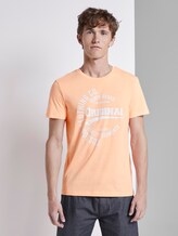 T-shirt with a print - Men - papaya neon orange T-shirt with a print - Men - papaya neon orange - 1 - TOM TAILOR Denim