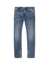 TOM TAILOR DENIM Herren Piers Slim Jeans, blau, Logo Print, Gr. 32/32