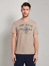 T-Shirt mit Logo-Print - Männer - Silver Ecru T-Shirt mit Logo-Print - Männer - Silver Ecru - 1 - TOM TAILOR