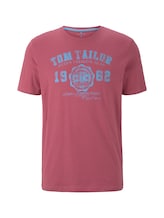 TOM TAILOR Herren T-Shirt mit Logo-Print, rosa, Gr.M