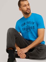 T-Shirt mit Logo-Print - Männer - diva blue white melange T-Shirt mit Logo-Print - Männer - diva blue white melange - 5 - TOM TAILOR