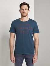 T-shirt with print - Men - Dark Petrol Blue Fine Stripe T-shirt with print - Men - Dark Petrol Blue Fine Stripe - 1 - TOM TAILOR